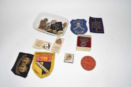 Mixed Lot: Various Rifle Association sew on badges, Scottish hardstone brooches, various small