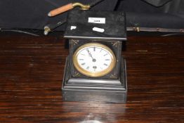 Small Victorian black slate cased mantel clock