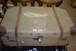 Vintage wooden bound suitcase