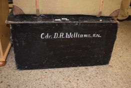 Painted pine trunk marked Cdr D R Williams to front