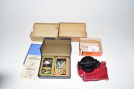 Vintage Engineers Directional Compass together with a boxed Patience card set