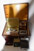 Box of various mixed items, wristwatches, vintage Kodak Brownie camera, tin of assorted coinage etc