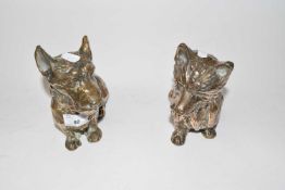 Two brass model terriers