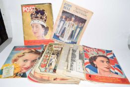 Mixed Lot: Vintage magazines and newspapers to include Picture Post Coronation Issue and various