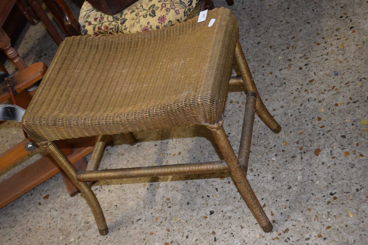 Vintage gold painted Lloyd Loom stool