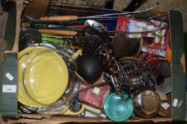 One box of various assorted kitchen ware, household sundries etc
