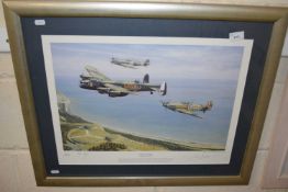 Robert Tomlin, Lest Ye Forget, coloured print, signed in pencil, framed and glazed