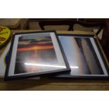 Two coloured photographic prints, beach scenes