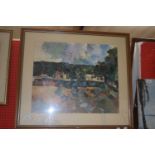 After Paul Cezanne, landscape, coloured print, framed and glazed