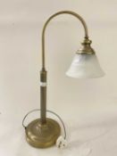 Modern metal table lamp with frosted glass shade