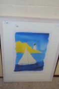 Ronnie Scott (British, Contemporary), St Mawes Yacht, Limited edition coloured print 1/100, framed