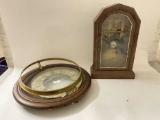 Mixed Lot: American mantel clock - for repair, a wooden wall clock case and various parts