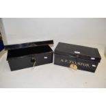 Two vintage metal cash boxes