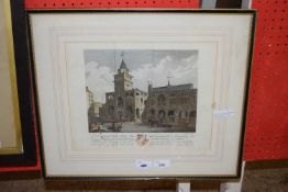 19th Century coloured engraving Merchant Adventurers of Newcastle Upon Tyne, framed and glazed