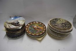 Collection of various modern decorated collectors plates to include trains, calendar plates, various