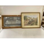 Coloured print, Great Western Locomotive, King George V 1927-1962, needlework picture, framed and