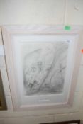 Attributed to Harry Becker preparatory sketch various figures, framed and glazed