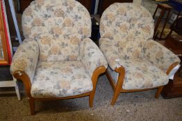 Pair of floral upholstered armchairs