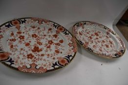 Two Royal Crown Derby platters one pattern number 2149, both with Imari type designs in red, blue