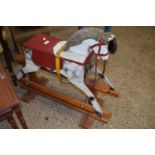 20th Century painted wooden rocking horse, 90cm long max