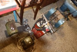 Mixed Lot: Three various workshop electric motors, sanding wheel and a Easy welder