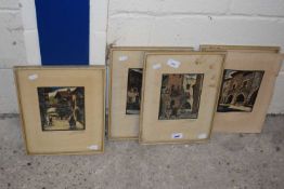 Group of coloured prints, Spanish street scenes