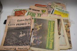 Mixed Lot: Various football programs, vintage posters, vintage newspapers etc
