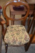 Victorian balloon back chair with floral upholstered seat