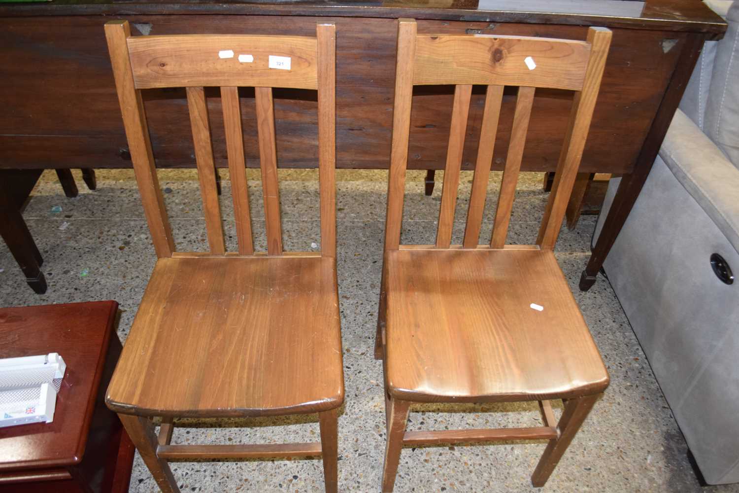 Two pine kitchen chairs