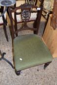 Late 19th Century nursing chair with green upholstered seat