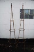 Pair of modern iron garden obelisks