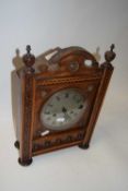 Late 19th Century mantel clock in inlaid architectural form case