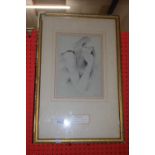 Christopher Stones, study of a female figure, charcoal, framed and glazed