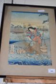 Japanese wood block print framed and glazed