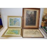 Mixed Lot: Coloured print Boy for Sale together with two framed coloured prints of military aircraft