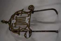 Small 19th Century steel and brass trivet of pierced form