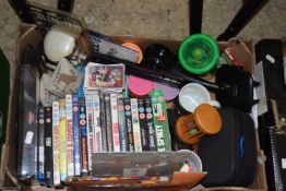 One box of various DVDs's and other items
