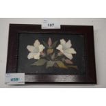 Small Pietra Dura panel of flowers in mahogany frame