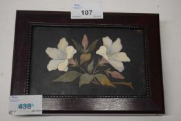 Small Pietra Dura panel of flowers in mahogany frame