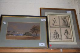 19th Century school watercolour study of a Mediterranean scene together with a further framed