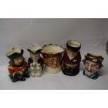 Five various character jugs to include Royal Doulton