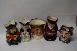 Five various character jugs to include Royal Doulton