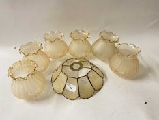 Set of six glass light shades plus one other