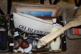 One box of various household sundries, table lamps etc