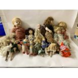 Box of various porcelain headed dolls