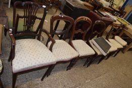 Harlequin set of six 19th Century dining chairs together with a further carver chair, all