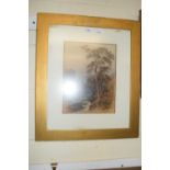 British School, 19th century, english landscape with staffage, watercolour, indistictly signed,