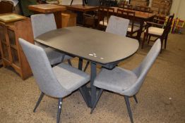 Modern metal dining table with extending revolving top together with four accompanying chairs (5)