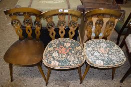 Set of three retro Ercol chairs