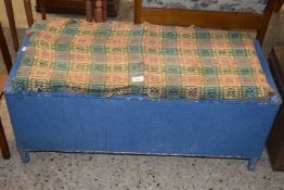 Blue painted Lloyd Loom style ottoman